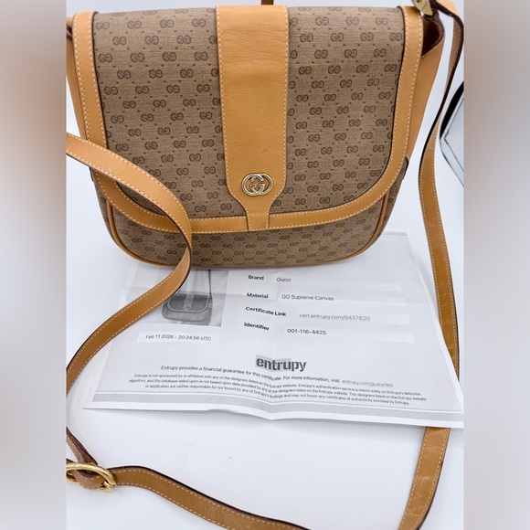 Authentic Vintage Gucci GG Supreme Flap Canvas Crossbody Bag - Picture 1 of 16